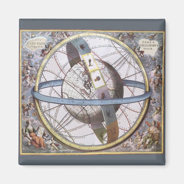Vintage Astronomi, Celestial av Andreas Cellarius Magnet (Framsidan)