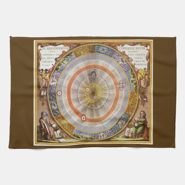 Vintage astronomi Celestial Copernican Planisfär Kökshandduk (Horisontell)