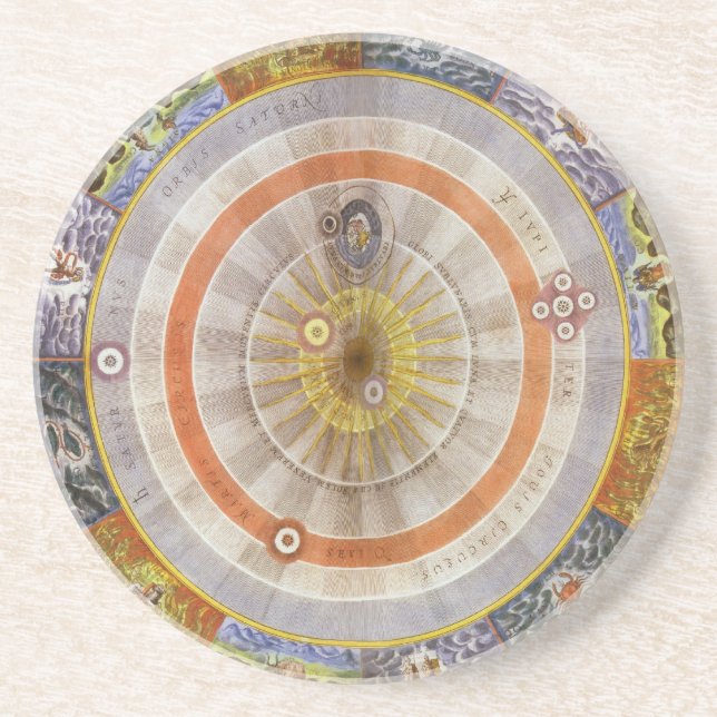 Vintage Astronomi Celestial Copernican Planisphere Underlägg Sandsten (Framsidan)