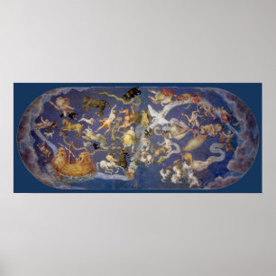Vintage Astronomi Celestial Fresco, konstellatione Poster