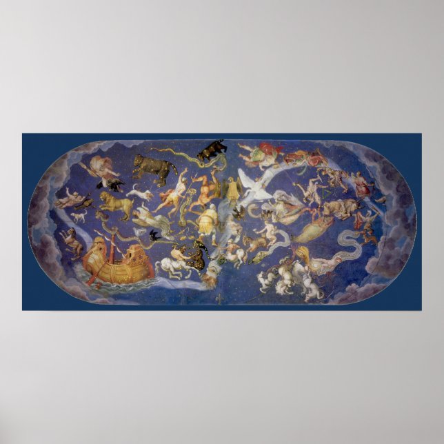 Vintage Astronomi Celestial Fresco, konstellatione Poster (Framsidan)