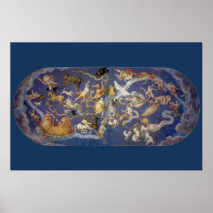 Vintage Astronomi Celestial Fresk, Stjärnbilder Poster