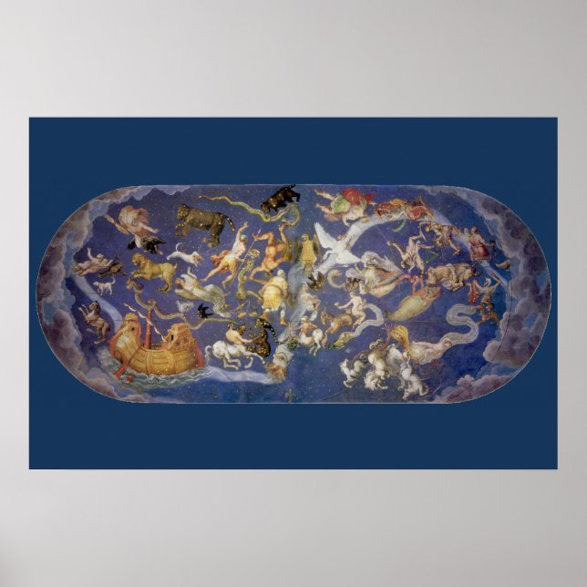 Vintage Astronomi Celestial Fresk, Stjärnbilder Poster (Framsidan)