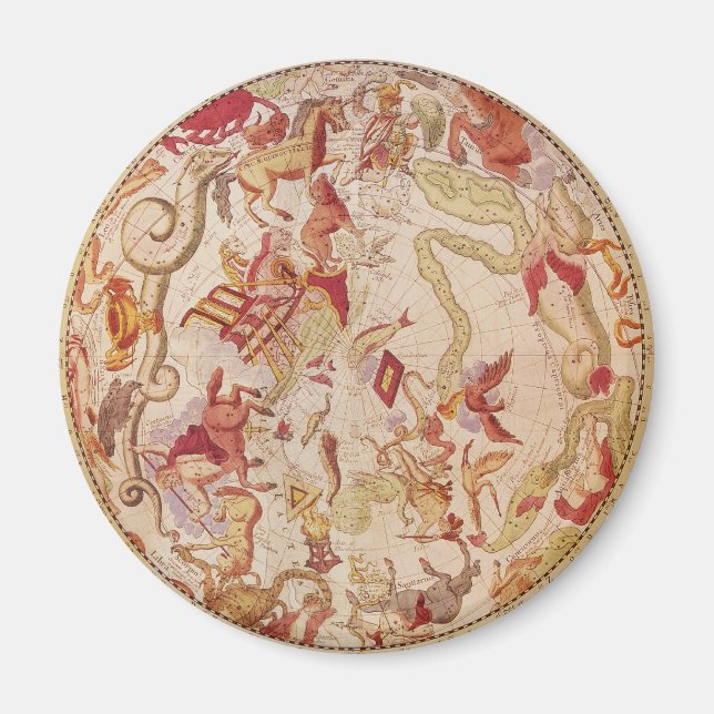 Vintage Astronomi, Celestial Karta av Carel Allard Magnet (Framsidan)