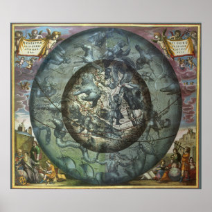 Vintage Astronomi Celestial Northern Constellation Poster