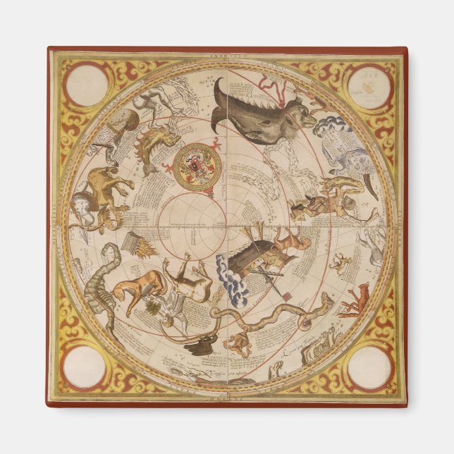 Vintage astronomi, Celestial Planisphere Star Kart Magnet (Framsidan)