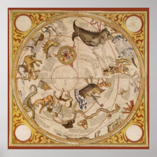 Vintage astronomi, Celestial Planisphere Star Kart Poster