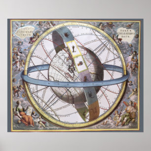 Vintage astronomi, Celestial Planisphere Zodiak Poster