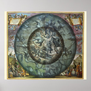 Vintage Astronomi Celestiala Norra Stjärnbilden Poster