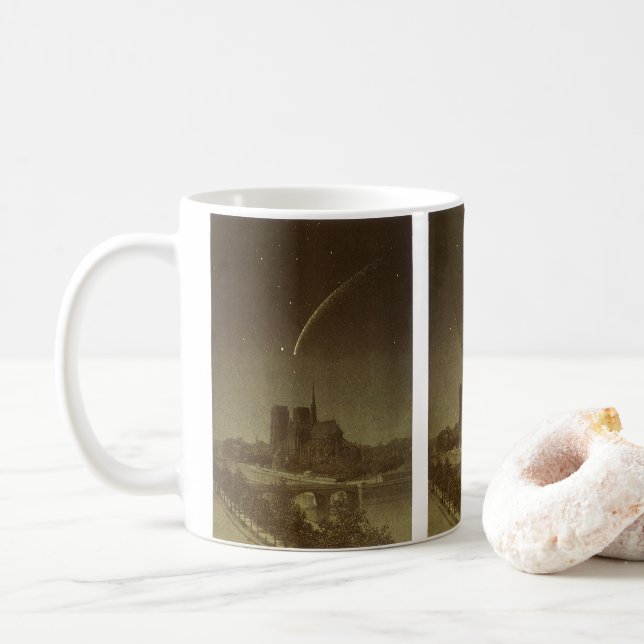 Vintage Astronomi, Donati Comet över Paris 1858 Kaffemugg (Med munk)