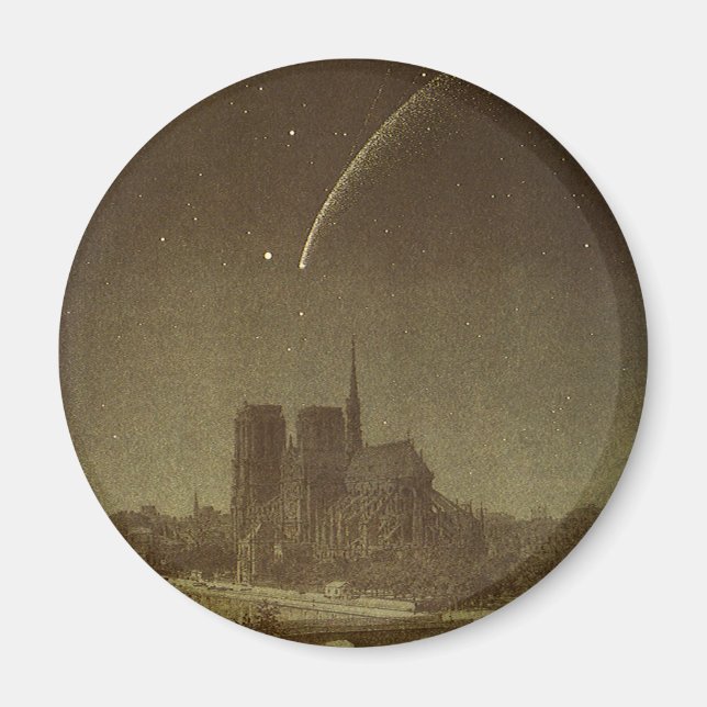 Vintage Astronomi, Donati Comet över Paris 1858 Magnet (Framsidan)