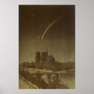Vintage Astronomi, Donati Comet över Paris, 1858 Poster