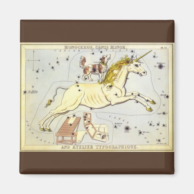 Vintage Astronomi, Enhörningskonstellationen Monoc Magnet (Framsidan)