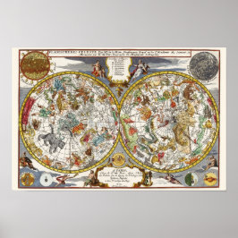 Vintage astronomi, himmelsk planisfärkarta poster