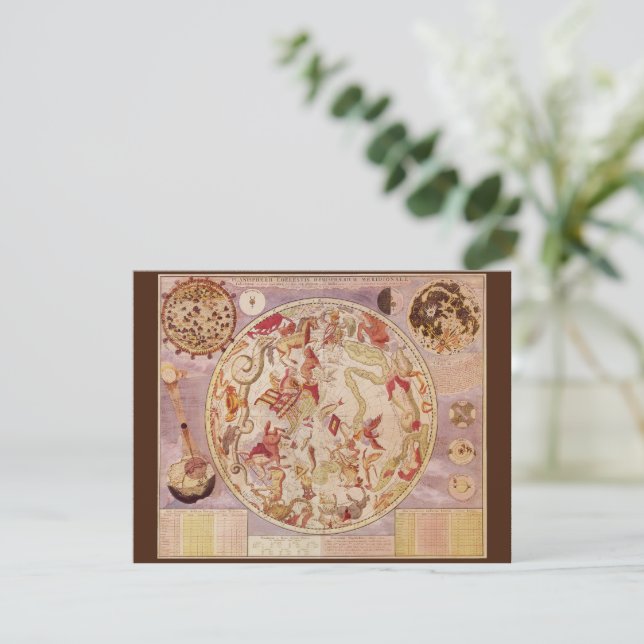 Vintage astronomi, himmelskarta av Carel Allard (Stående Fram)