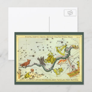 Vintage Astronomi, hydra Snake Constellars Vykort