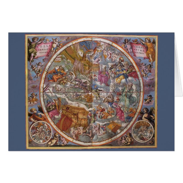 Vintage Astronomi, Karta of Christian Constellatio Hälsningskort (Framsidan Horizontal)