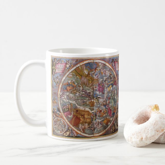Vintage Astronomi, Karta of Christian Constellatio Kaffemugg (Med munk)