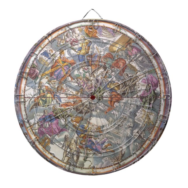Vintage Astronomi, Karta över Kristna Konstellatio Darttavla (Framsidan)