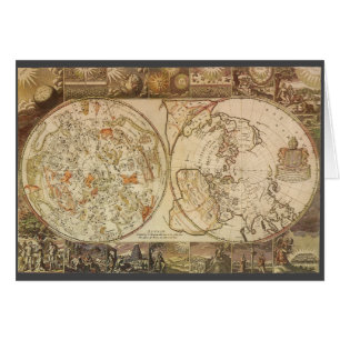 Vintage astronomi, kelestial planisphere Karta Hälsningskort