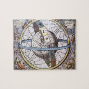 Vintage Astronomi, kelestial planisphere Zodiac Pussel
