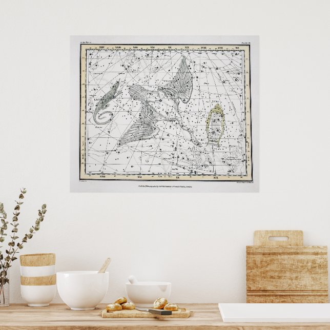 Vintage Astronomi Konstellationer Celestial Karta  Poster (Kök)