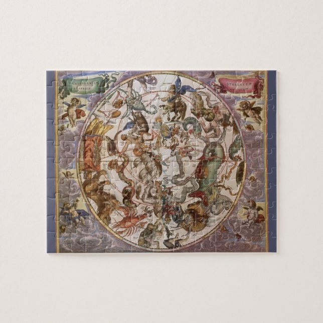 Vintage Astronomi, konstellationer från södra Himl Pussel (Horisontell)