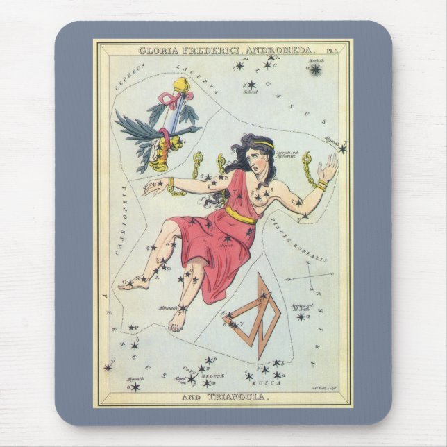Vintage, astronomi, konstellationsstadier, androme musmatta (Framsidan)