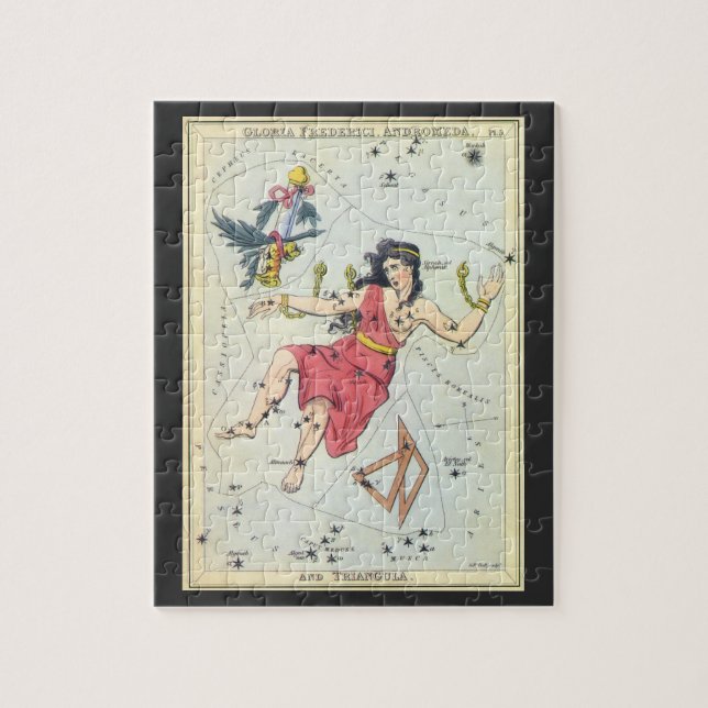 Vintage, astronomi, konstellationsstadier, androme pussel (Vertikal)