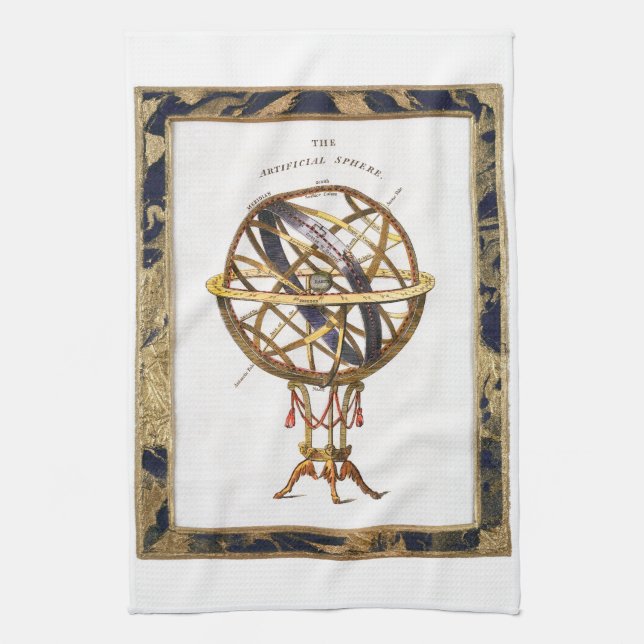 Vintage Astronomi, konstgjord eller armisk sfär Kökshandduk (Vertikal)