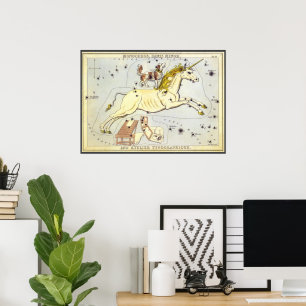 Vintage astronomi, monokeros Unicorn Constellation Poster