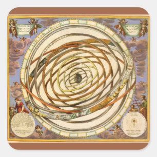 Vintage Astronomi Planetbanor, Andreas Cellarius Fyrkantigt Klistermärke