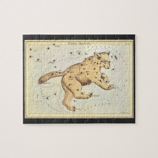 Vintage Astronomi, Ursa Major Constellation, Bear Pussel (Horisontell)