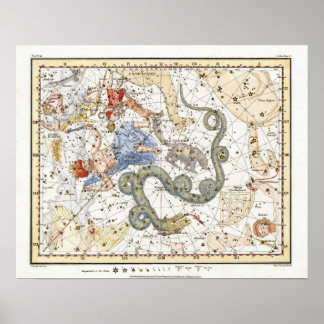 Vintage Astronomikonstellationer Karta Poster