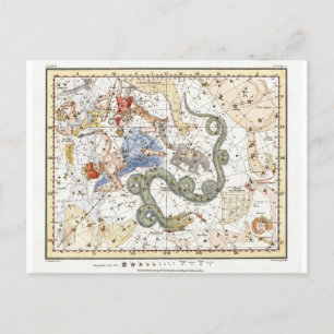 Vintage Astronomikonstellationer Karta Vykort