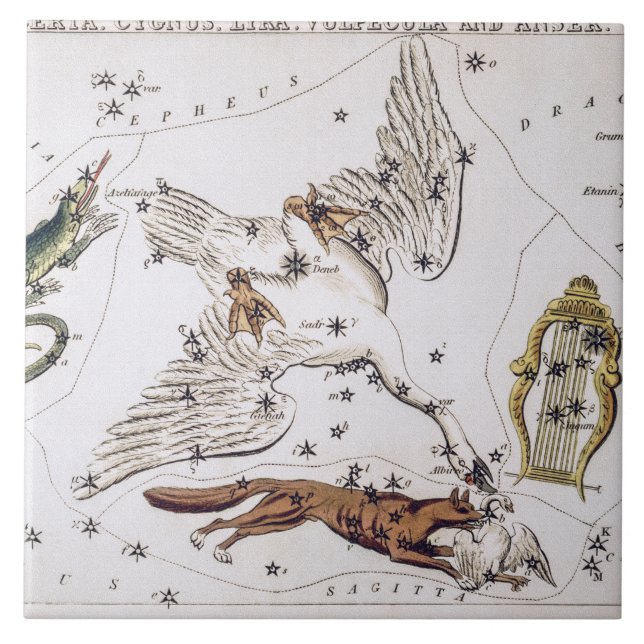 Vintage Astronomiskt Karta Kakelplatta (Framsidan)