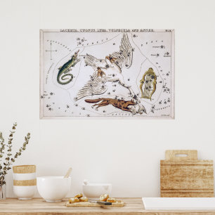 Vintage Astronomiskt kelestial Karta Poster