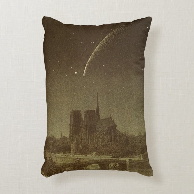 Vintage Astronomy, Donati Comet över Paris 1858 Prydnadskudde (Framsidan(Vertikal))