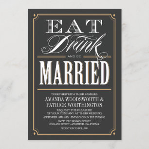 Vintage Ät dryck och bjud ut bröllopsinbjudningar Inbjudningar