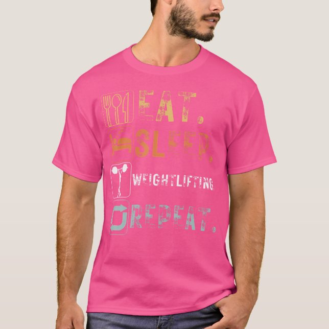 Vintage Ät Sömnviktande Upprepa Funny Weigh T Shirt (Framsida)