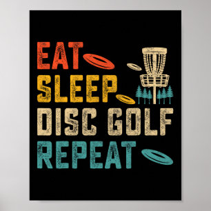 Vintage Ät Sov Disc Golf Upprepa Spelare Golfare G Poster