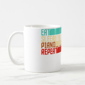 Vintage Ät Sov Upprepa Piano Kaffemugg