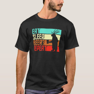 Vintage Ät Sova Upprepa Ölbjörn Och Hjort T Shirt
