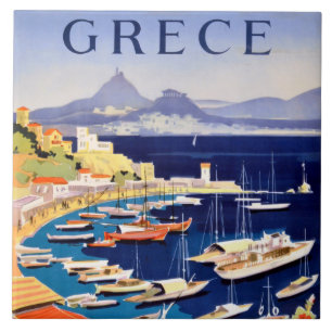 Vintage Aten Grekland Travel Kakelplatta