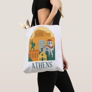 Vintage Aten Grekland Travel - Parthenon Tygkasse