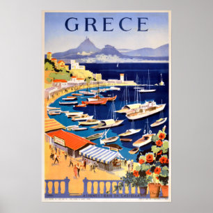 Vintage Aten Grekland Travel Poster