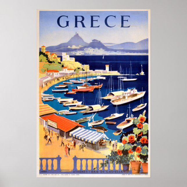 Vintage Aten Grekland Travel Poster (Framsidan)