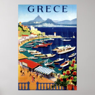 Vintage Aten Grekland Travel Poster