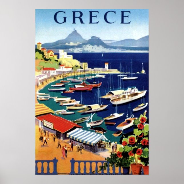Vintage Aten Grekland Travel Poster (Framsidan)