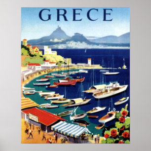 Vintage Aten Grekland Travel Poster